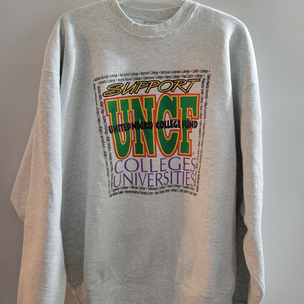 Vintage United Negro College Fund Crewneck Sweatshirt Size XL Gray HBCU USA Made